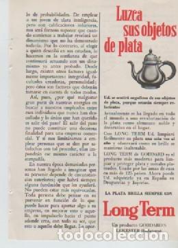Coleccionismo: ANUNCIO PUBLICIDAD LIMPIA PLATA LONG TERM