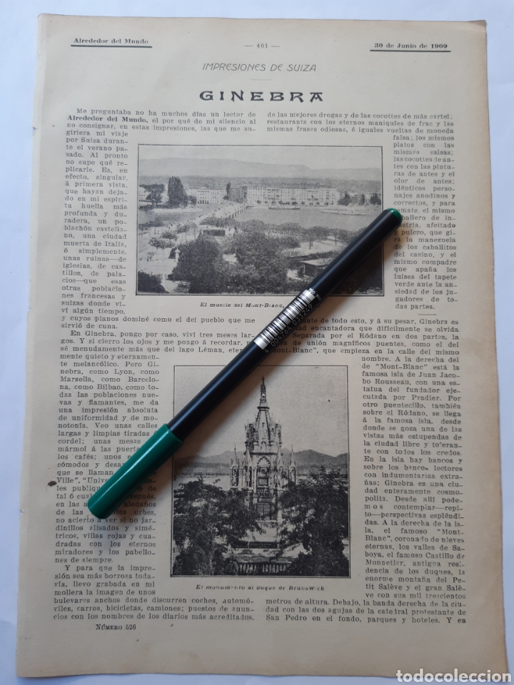 Coleccionismo: IMPRESIONES DE SUIZA. GINEBRA. 1909