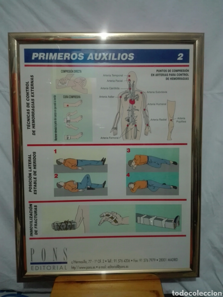 Coleccionismo: LAMINA DID&Aacute;CTICA DE AUTOESCUELA. PRIMEROS AUXILIOS. A&Ntilde;OS 80. EDITORIAL PONS.