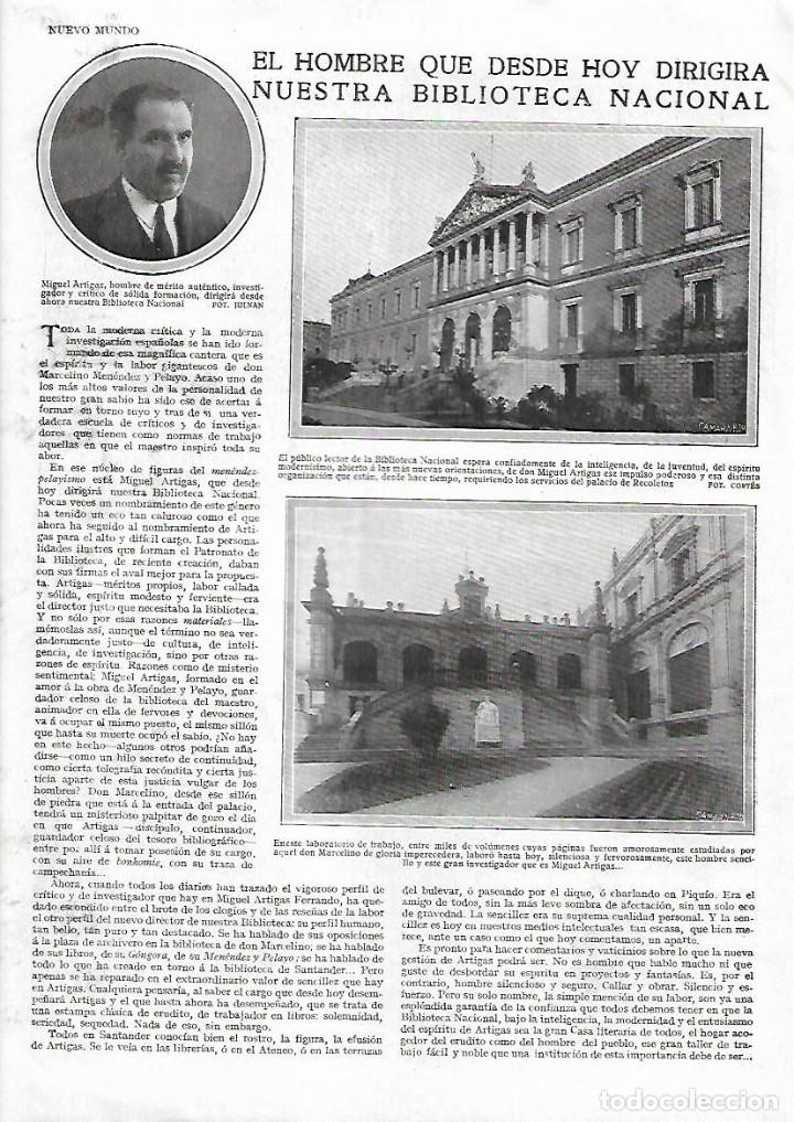 Coleccionismo: A&Ntilde;O 1930 RECORTE PRENSA MIGUEL ARTIGAS DIRECTOR DE LA BIBLIOTECA NACIONAL
