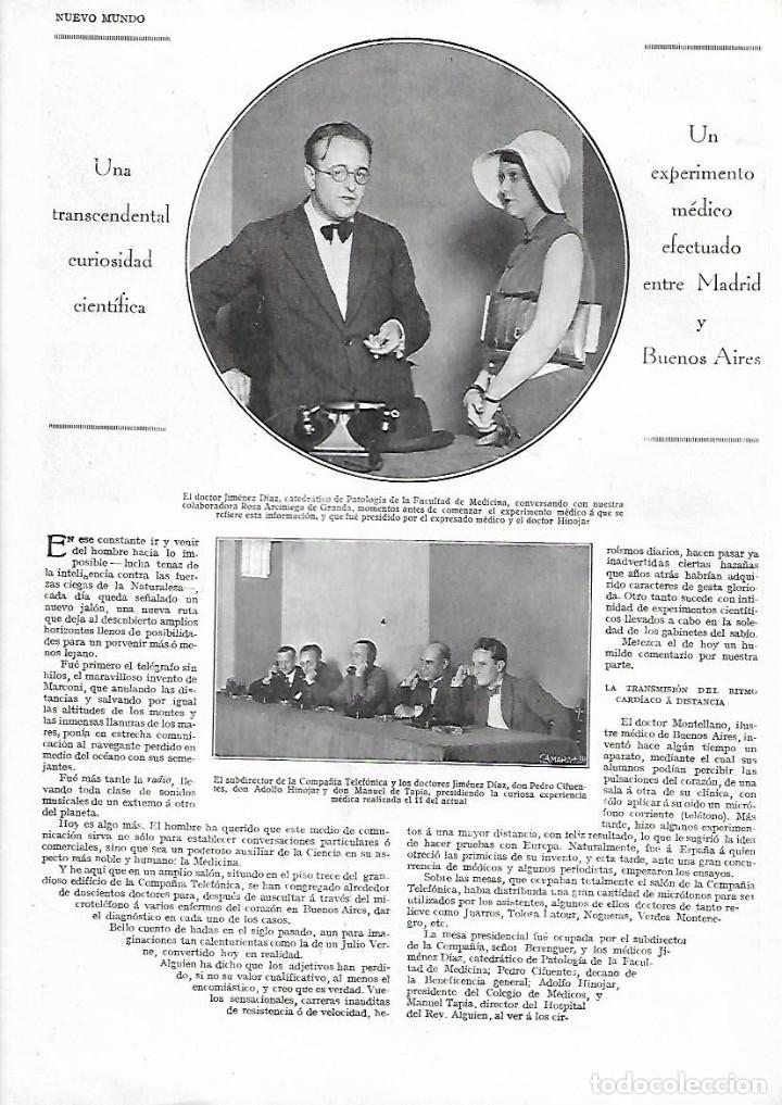 Coleccionismo: &Ntilde;O 1930 MEDICINA EXPERIMENTO MEDICO DR JIMENEZ DIAZ TRANSMISION RITMO CARDIACO A DISTANCIA TELEFONO