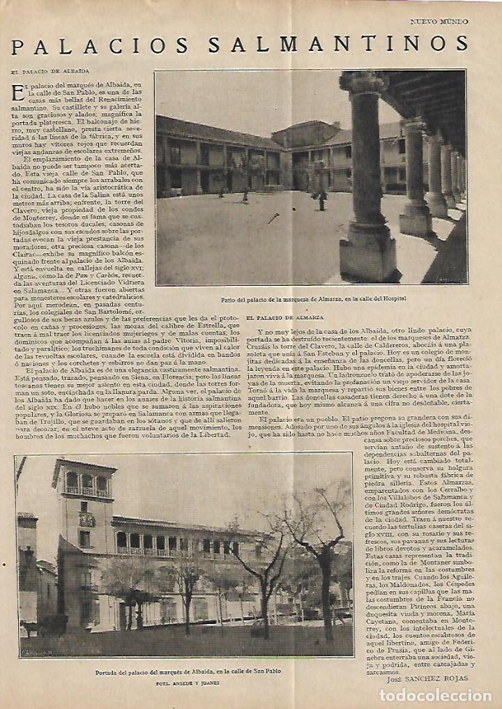 Collecting paper: A&Ntilde;O 1930 RECORTE PRENSA SALAMANCA PALACIO MARQUESA DE ALMARZA DEL MARQUES DE ALBAIDA