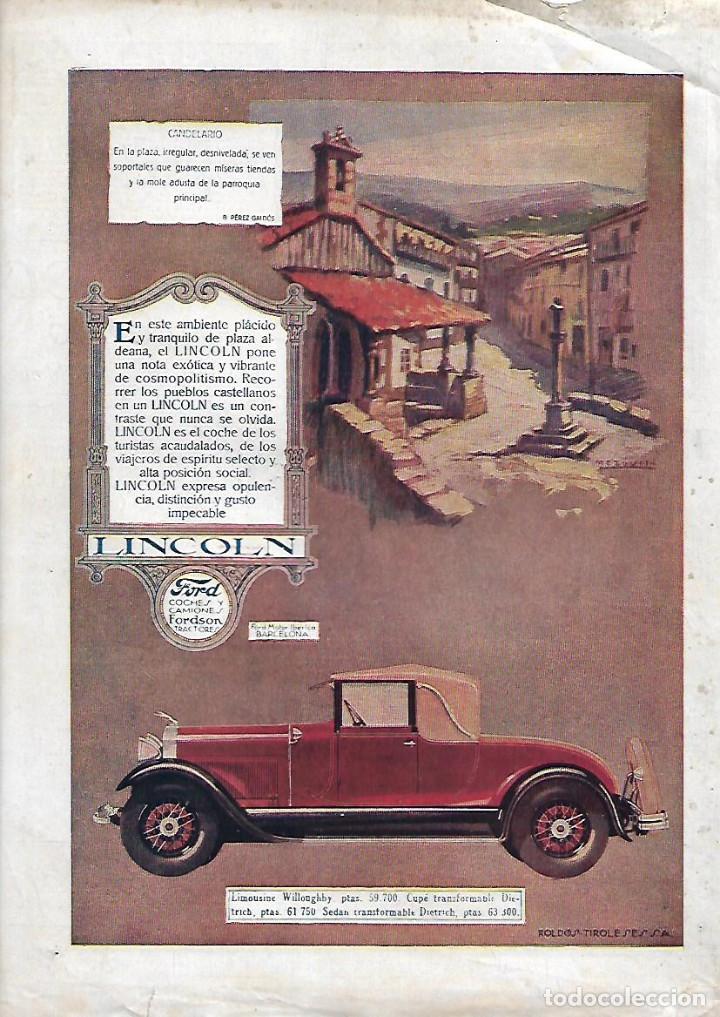 Coleccionismo: A&Ntilde;O 1930 RECORTE PRENSA PUBLICIDAD COCHE LINCOLN FORD AUTOMOVIL PLAZA DE CANDELARIO
