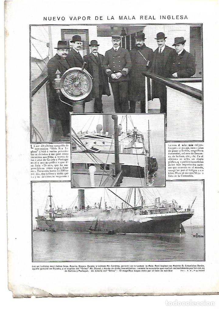 Collectionnisme: A&Ntilde;O 1913 RECORTE PRENSA BARCO NUEVO VAPOR DE LA COMPA&Ntilde;IA MALA REAL INGLESA