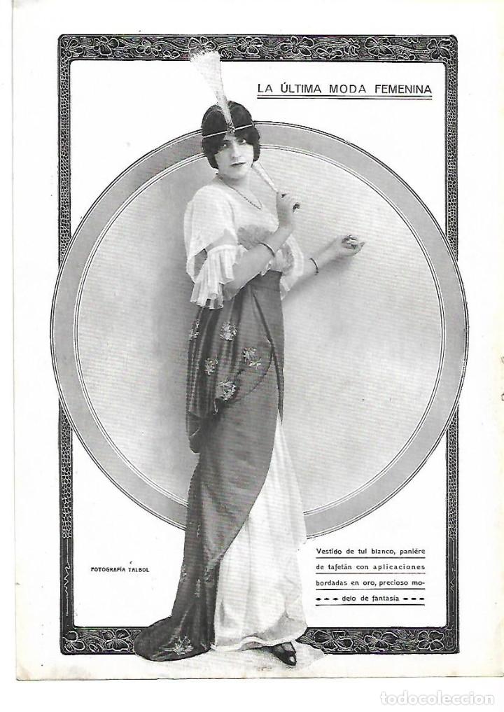 Coleccionismo: A&Ntilde;O 1913 RECORTE PRENSA MUJER MODA FEMENINA VESTIDO LARGO DE TUL PANIERE DE TAFETAN