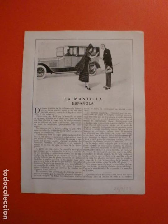Coleccionismo: LA MANTILLA ESPA&Ntilde;OLA BREVE HISTORIA POR J. SORIANO DIBUJO MENDEZ BRINGA 22/7/1923
