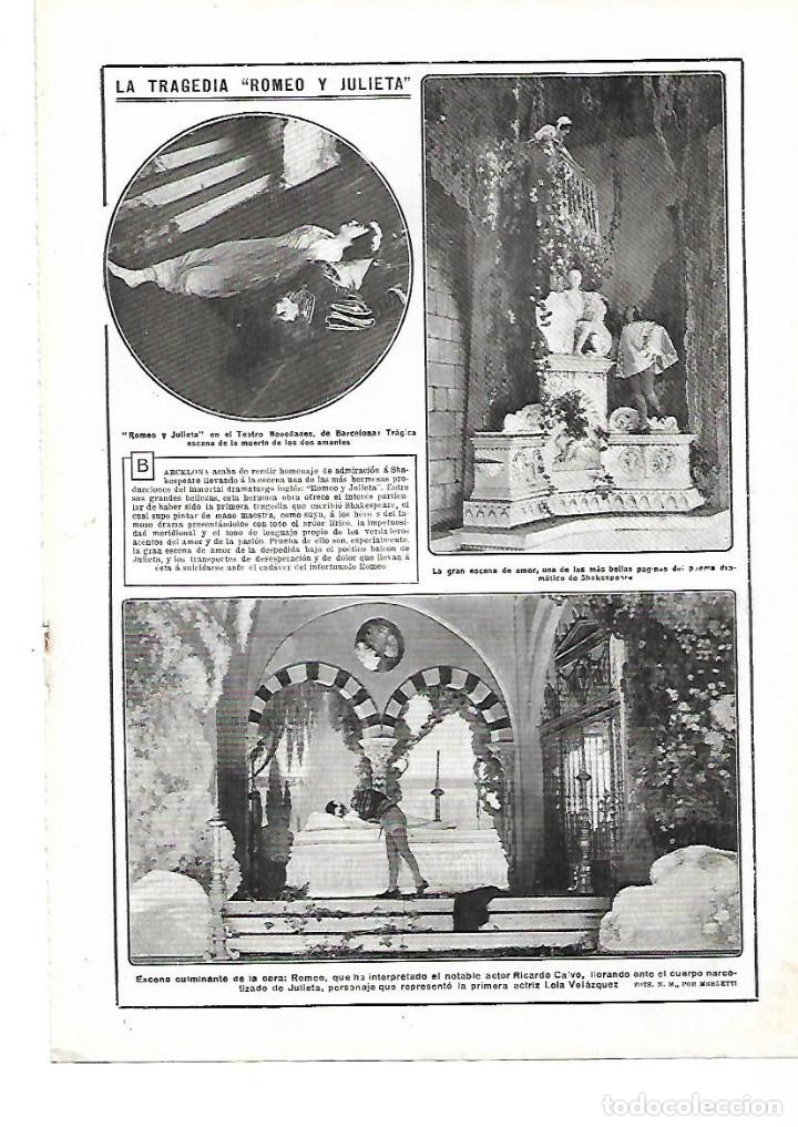 Coleccionismo: A&Ntilde;O 1913 REPRESENTACION TRAGEDIA ROMEO Y JULIETA TEATRO NOVEDADES BCNA RICARDO CALVO LOLA VELAZQUEZ