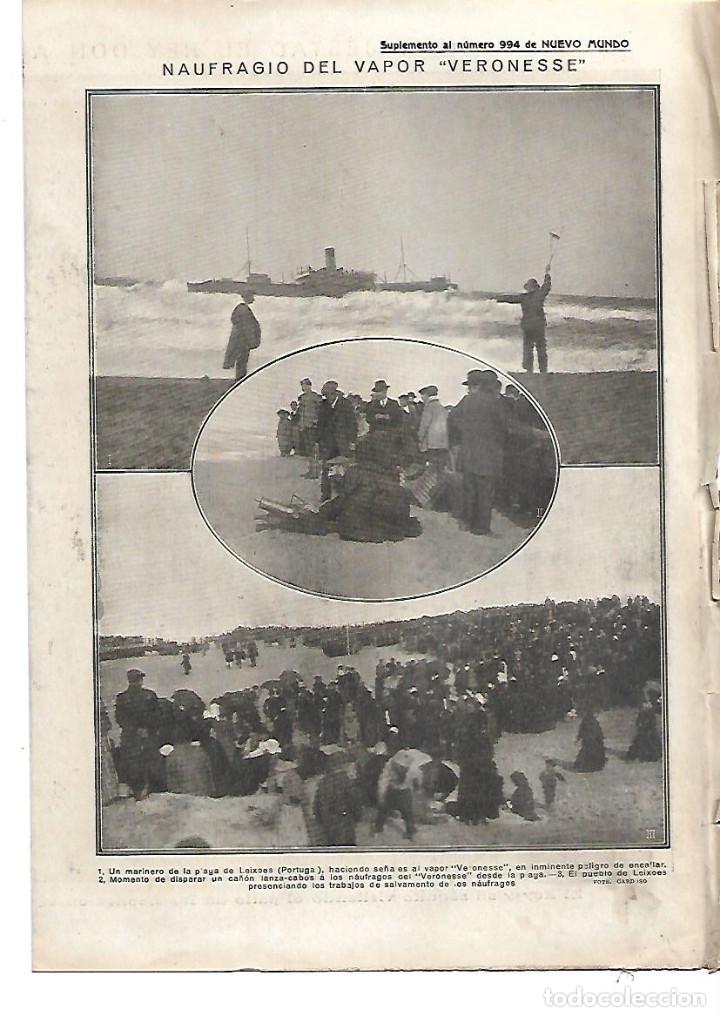 Collecting paper: A&Ntilde;O 1913 CATASTROFE NAUFRAGIO VAPOR VERONESSE RESCATE VICTIMAS NAUFRAGOS LEIXOES PORTUGAL