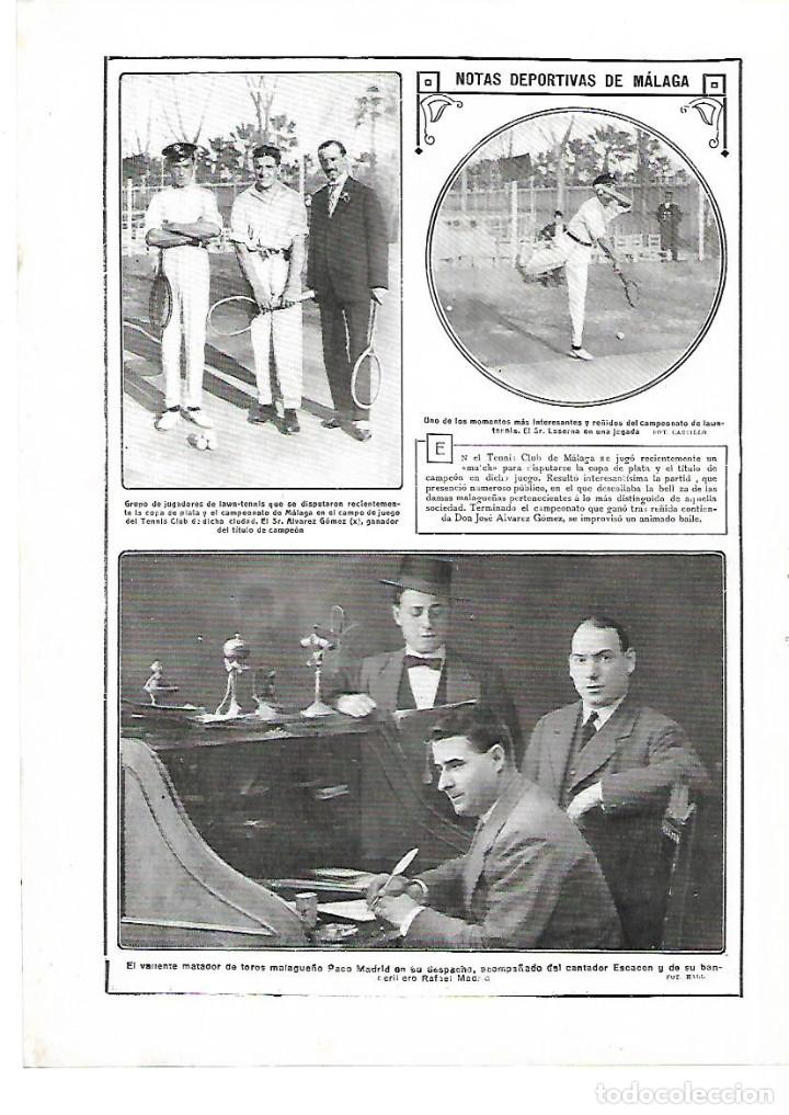 Coleccionismo: A&Ntilde;O 1913 RECORTE PRENSA TORERO MALAGA PACO MADRID CON EL CANTADOR ESCACEN EN EL DESPACHO DEL TORERO