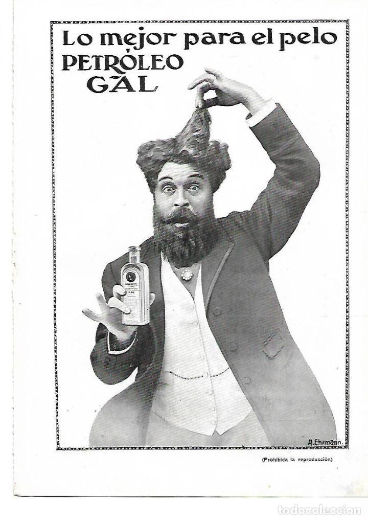 Coleccionismo: A&Ntilde;O 1913 RECORTE PRENSA PUBLICIDAD PETROLEO GAL PARA EL PELO CABELLO