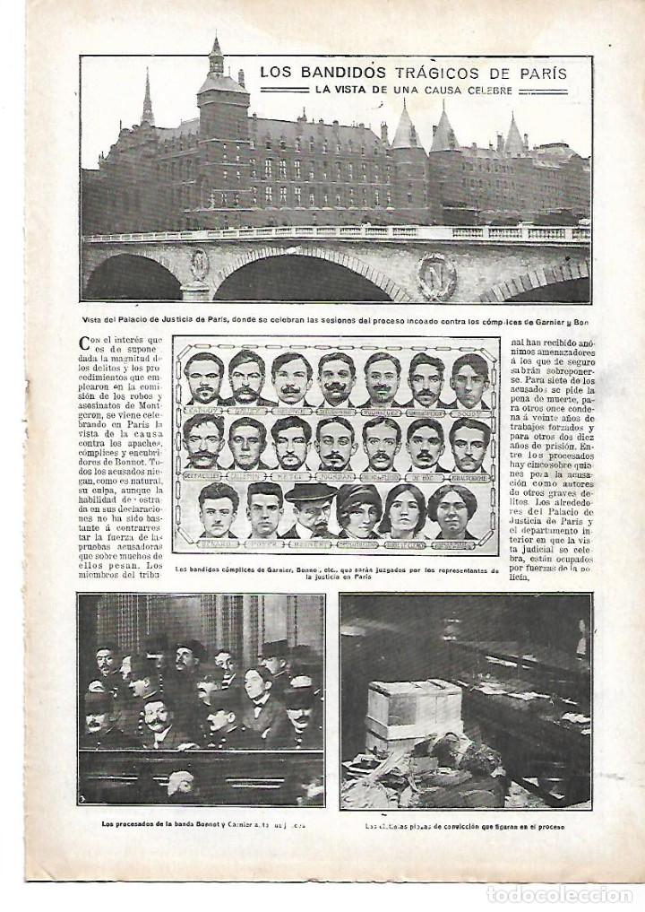 Coleccionismo: A&Ntilde;O 1913 RECORTE PRENSA PARIS JUICIO PROCESO BANDIDOS GARNIER Y BONNOT ASESINATOS MONTGERON