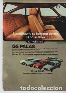 Coleccionismo: ANUNCIO PUBLICIDAD AUTOMOVILES CITROEN GS PALAS