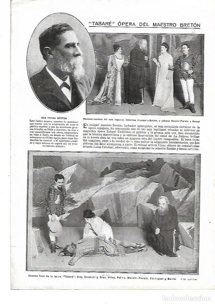 Collectionnisme: A&Ntilde;O 1913 RECORTE PRENSA MUSICA TABARE OPERA MAESTRO BRETON CRESTANI ROLDAN MASSINI PIERALLI EL REAL