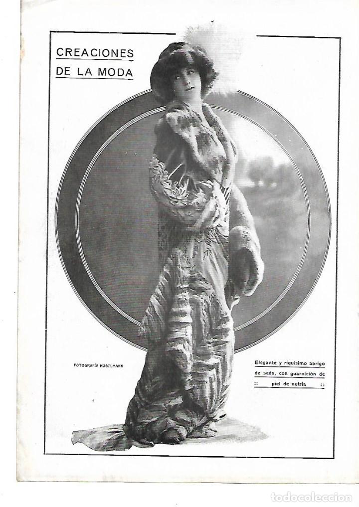 Coleccionismo: A&Ntilde;O 1913 RECORTE PRENSA MUJER MODA FEMENINA ABRIGO DE SEDA CON GUARNICION PIEL DE NUTRIA
