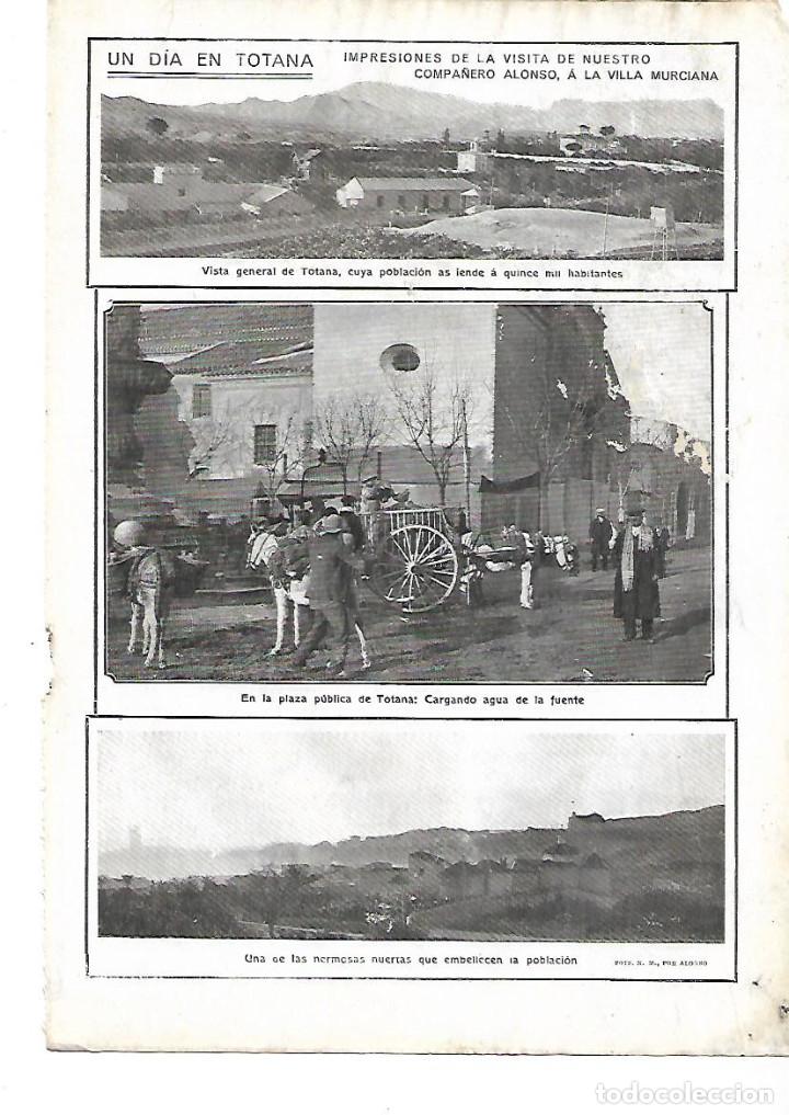 Colecionismo: A&Ntilde;O 1912 HOJA REPORTAJE TOTANA MURCIA VISTA GENERAL PLAZA PUBLICA AGUA FUENTE CARROS