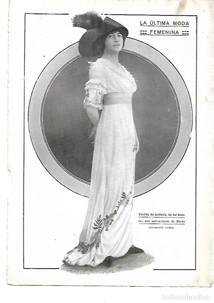 Coleccionismo: A&Ntilde;O 1912 RECORTE PRENSA MUJER MODA FEMENINA VESTIDO FANTASIA TUL CON APLICACIONES DE FLORES