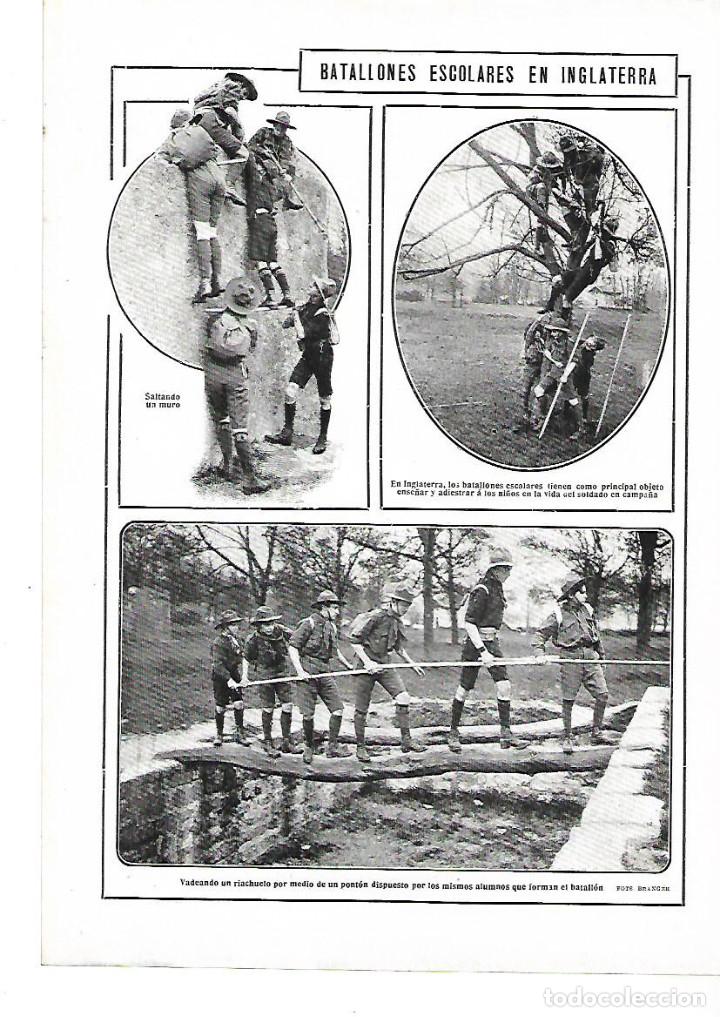 Collectionnisme: A&Ntilde;O 1912 RECORTE PRENSA BATALLONES INFANTILES ESCOLARES EN INGLATERRA SOLDADO DE CAMPA&Ntilde;A