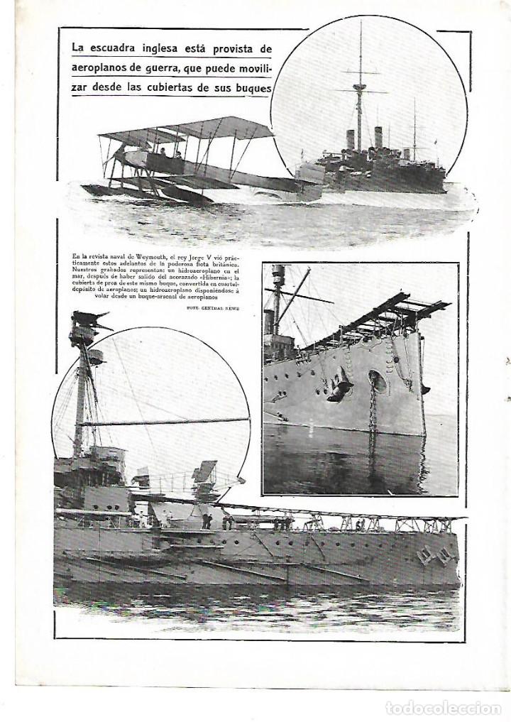 Coleccionismo: A&Ntilde;O 1912 RECORTE PRENSA ESCUADRA INGLESA AEROPLANOS BUQUES ACORAZADO HIBERNIA