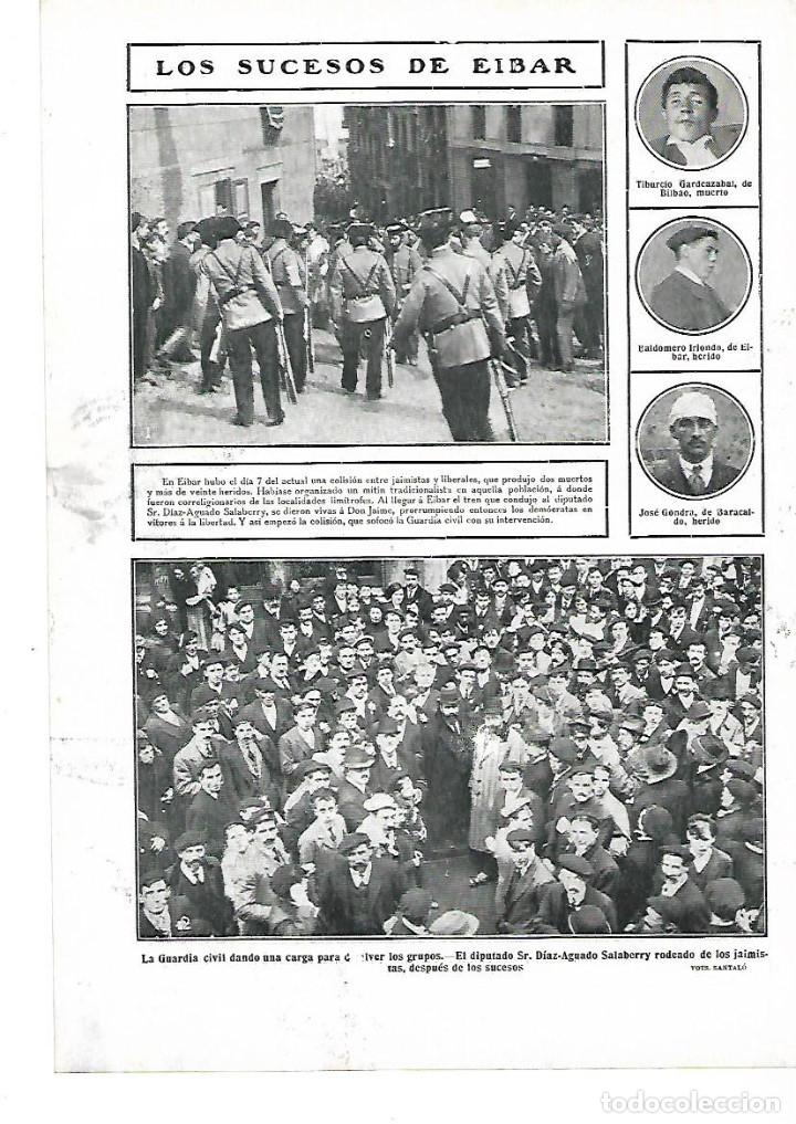 Coleccionismo: A&Ntilde;O 1912 SUCESOS EIBAR COLSION JAIMISTAS Y LIBERALES TIBURCIO GARDEAZABAL BALDOMERO IRIONDO J GONDRA