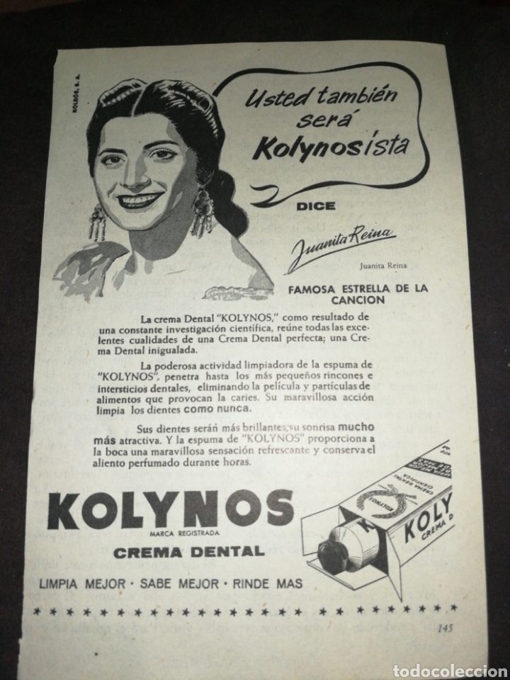 Coleccionismo: JUANITA REINA, A&Ntilde;O 1957, ANTIGUA PUBLICIDAD.