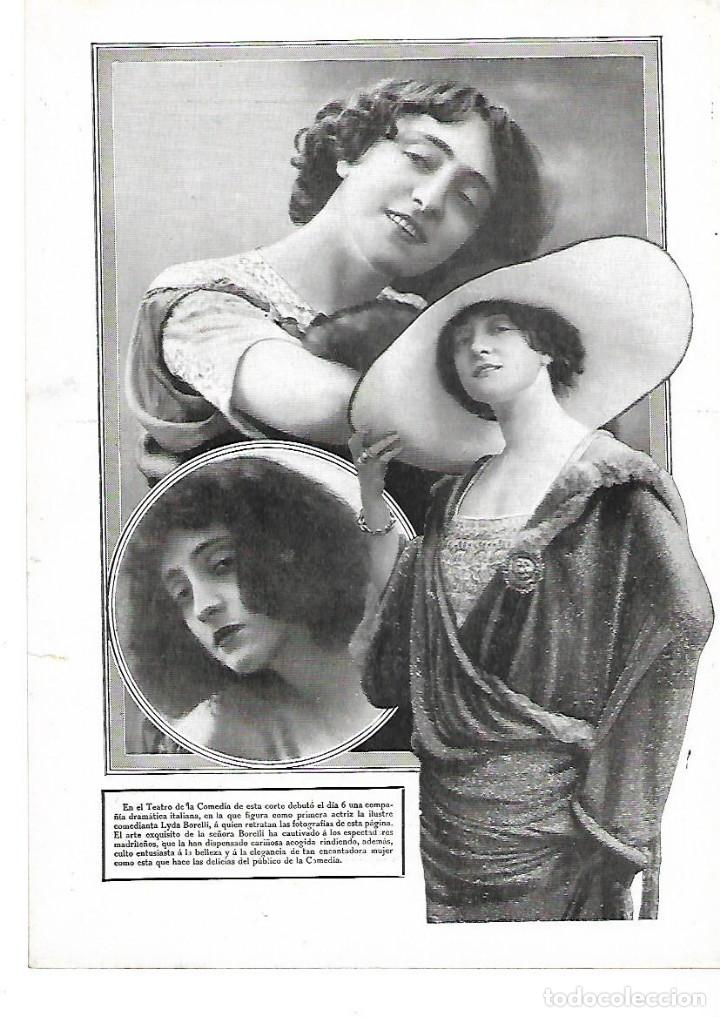 Coleccionismo: A&Ntilde;O 1912 RECORTE PRENSA ARTISTA ITALIANA LYDA BORELLI EN EL TEATRO DE LA COMEDIA DE MADRID ACTRIZ