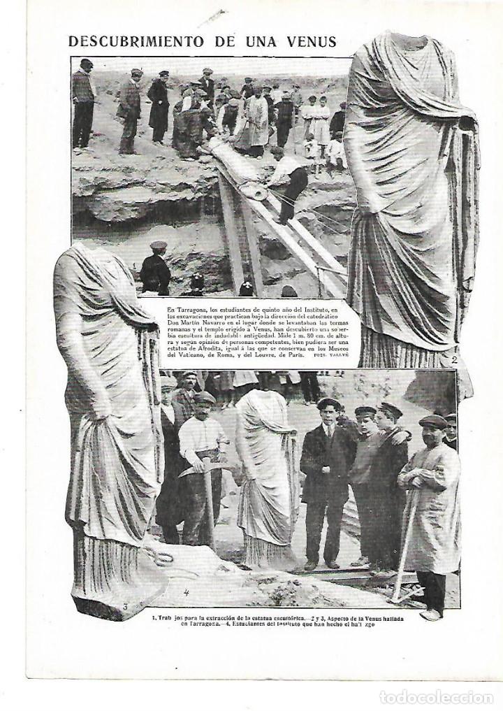 Collectionnisme: A&Ntilde;O 1912 HOJA REPORTAJE ARQUEOLOGIA EXCAVACIONES TARRAGONA DESCUBRIMIENTO DE UNA VENUS ESCULTURA