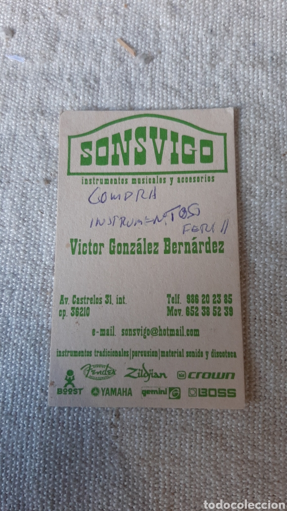 Collezionismo: SONSVIGO INSTRUMENTOS MUSICALES Y ACCESORIOS TARJETA VISITA