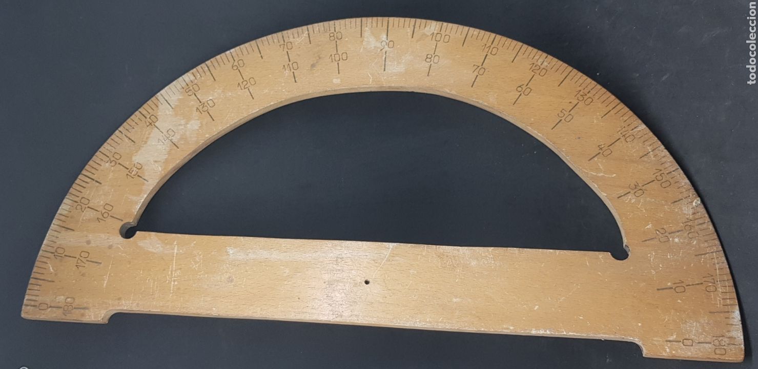 Colecionismo: Gran Transportador de angulos de madera - de colegio para pizarra - 40 cm de base - car08