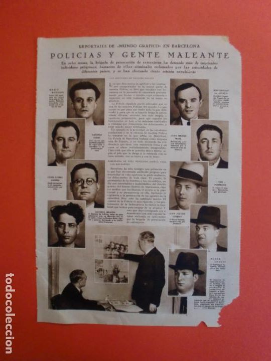 Coleccionismo: POLICIAS Y GENTE MALEANTE EN BARCELONA BRIGADA DE PERSECUCION DE EXTRANJEROS - 13/12/1933
