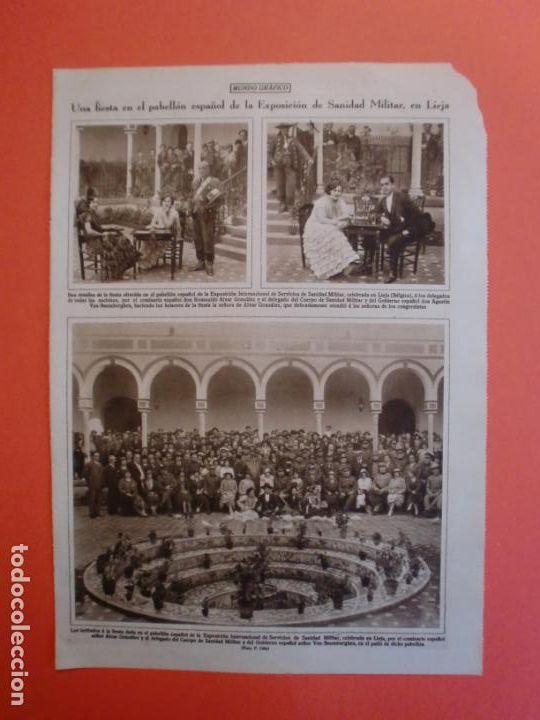 Collezionismo: FIESTA EN EL PABELLON ESPA&Ntilde;OL DE LA EXPO DE SANIDAD MILITAR EN LIEJA - MANUEL CORRALES - 1/10/1930