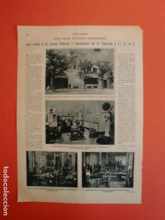 Collecting paper: VISITA A LA NUEVA FABRICA Y EXPOSICION D R. OYARZUN Y C.&ordf;, S. EN C. - POR RAMON J SENDER - 21/6/1933