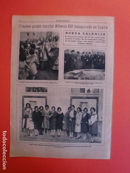 Colecionismo: NUEVO GRUPO ESCOLAR ALFONSO XIII INAUGURADO EN SUECA - PARROCO DE GUERNICA HOMENAJE - 17/12/1930