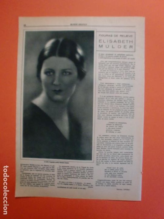 Coleccionismo: ELISABETH MULDER LA PRIMERA POETISA HISPANA POR REGINA OPISSO - 17/12/1930