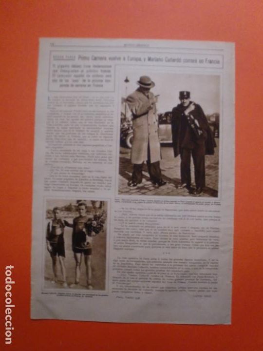Colecionismo: PRIMO CARNERA VUELVE A EUROPA Y MARIANO CA&Ntilde;ARDO CORRERA EN FRANCIA - 5/11/1930