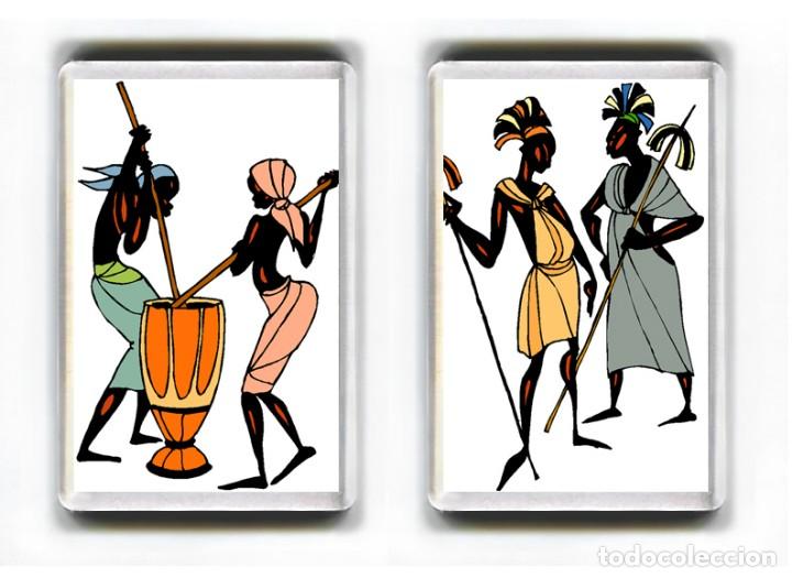 Coleccionismo: LOTE 2 IMANES ACRILICOS NEVERA - PERSONAS AFRICANAS, AFRICA
