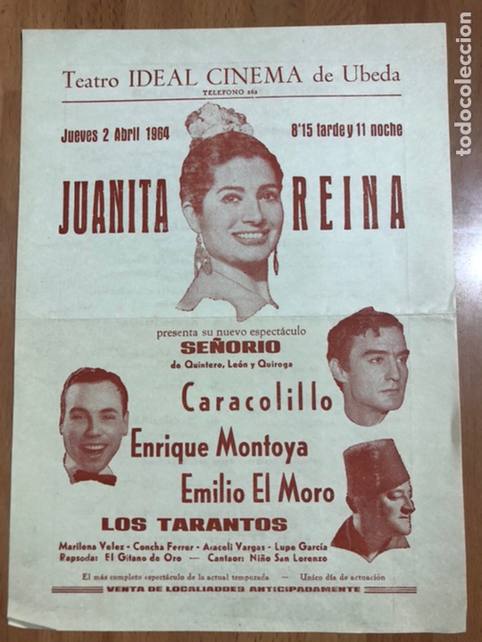 Coleccionismo: Programa teatro ideal cinema de &Uacute;beda juanita Reina se&ntilde;or&iacute;o.emilio el Moro 1
