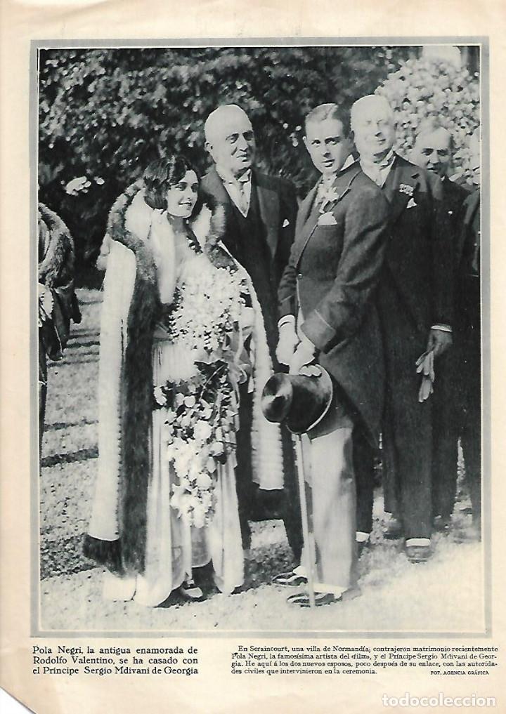 Colecionismo: A&Ntilde;O 1927 RECORTE PRENSA BODA POLA NERI PRINCIPE SERGIO MDIVIANI DE GEROGIA NORMANDIA