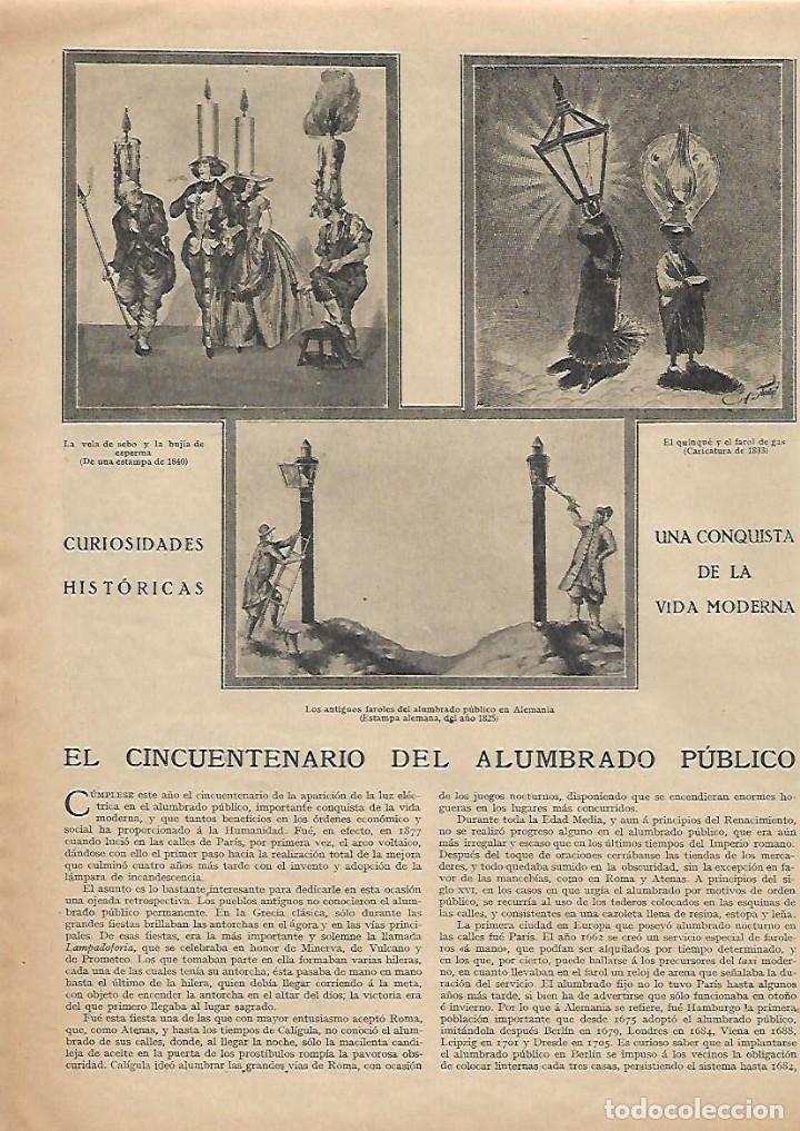 Collectionnisme: A&Ntilde;O 1927 RECORTE PRENSA EL CINQUENTENARIO DEL ALUMBRADO PUBLICO CURIOSIDADES HISTORICAS