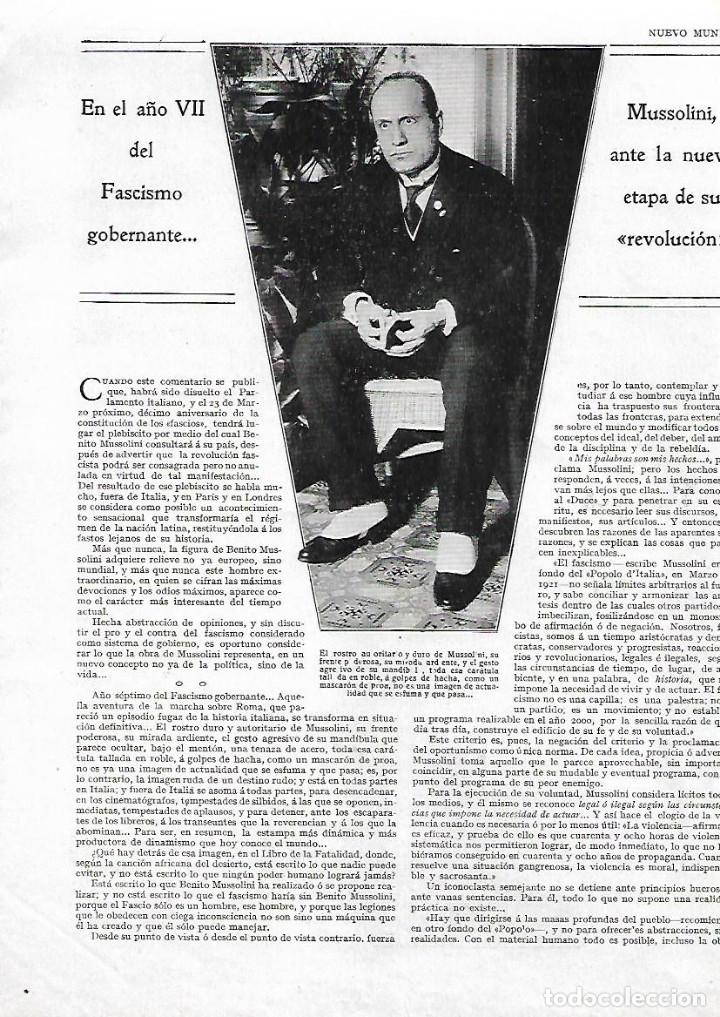 Coleccionismo: A&Ntilde;O 1929 RECORTE PRENSA FASCISMO ITALIA MUSSOLINI COFERENCIA NACIONAL FASCISTA DEL COMERCIANTE