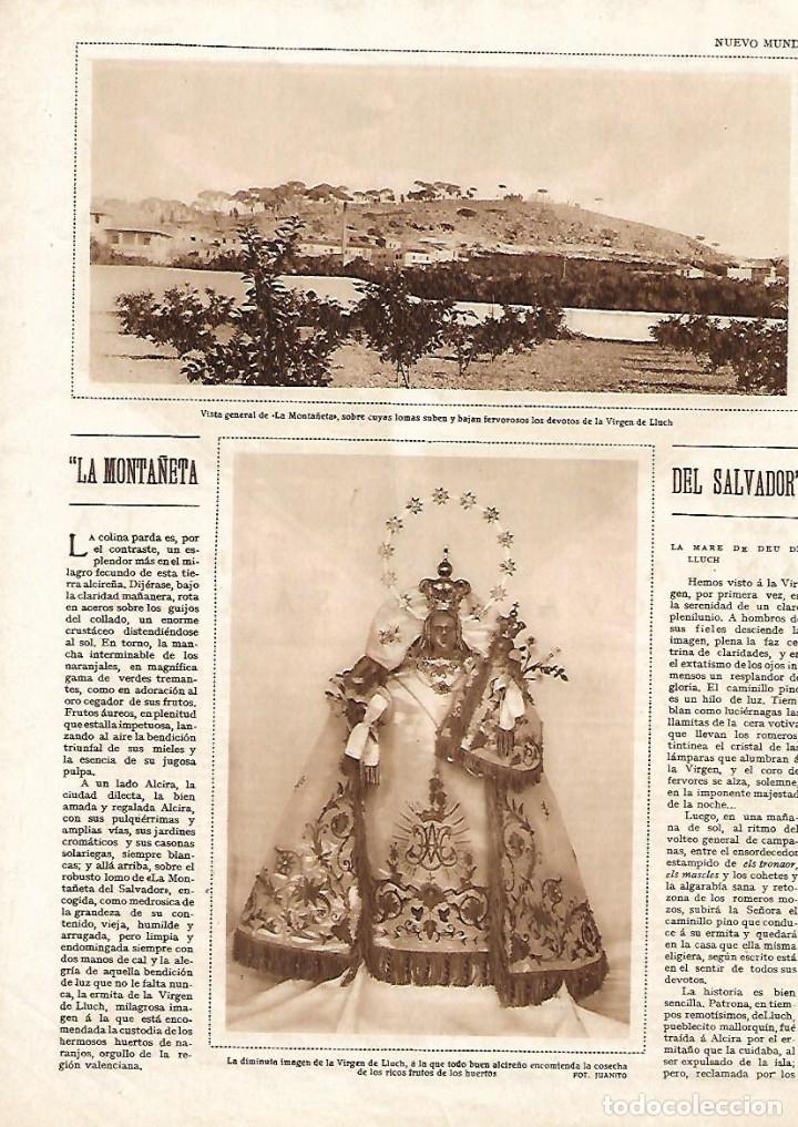 Collectionnisme: A&Ntilde;O 1929 RECORTE PRENSA LA MONTA&Ntilde;ETA DEL SALVADOR ERMITA MARE DE DEU VIRGEN DE LLUCH ALCIRA