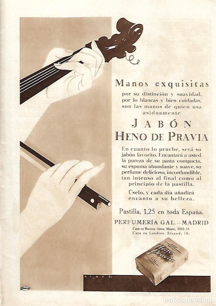 Coleccionismo: A&Ntilde;O 1929 RECORTE PRENSA PUBLICIDAD PASTILLA DE JABON HENO DE PRAVIA PEFUMERIA GAL MADRID