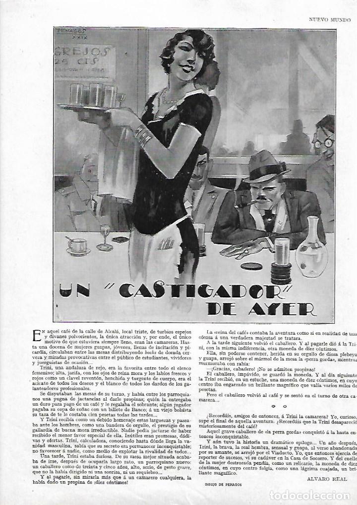 Collectionnisme: A&Ntilde;O 1929 RECORTE PRENSA RELATO CORTO EL CASTIGADOR DE AYER POR ALVARO REAL DIBUJO PENAGOS