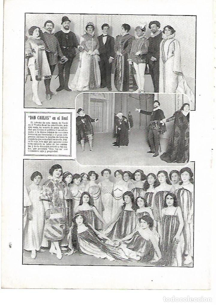 Coleccionismo: A&Ntilde;O 1912 HOJA REPORTAJE REPRESENTACION OPERA DON CARLOS DE VERDI EN EL TEATRO REAL ACTORES MUSICA