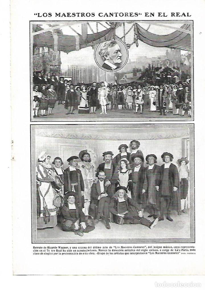 Coleccionismo: A&Ntilde;O 1912 HOJA REPORTAJE REPRESENTACION OPERA LOS MAESTROS CANTORES WAGNER EN EL TEATRO REAL ACTORES