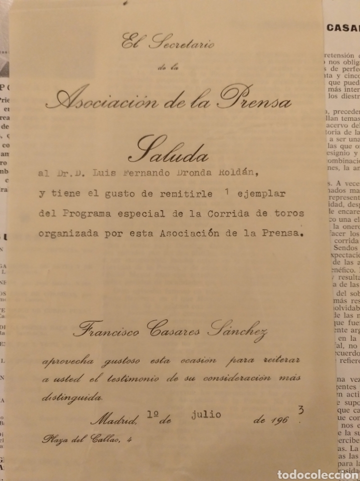 Coleccionismo: Programa especial toros corrida Prensa Madrid 1963 - Foto 2