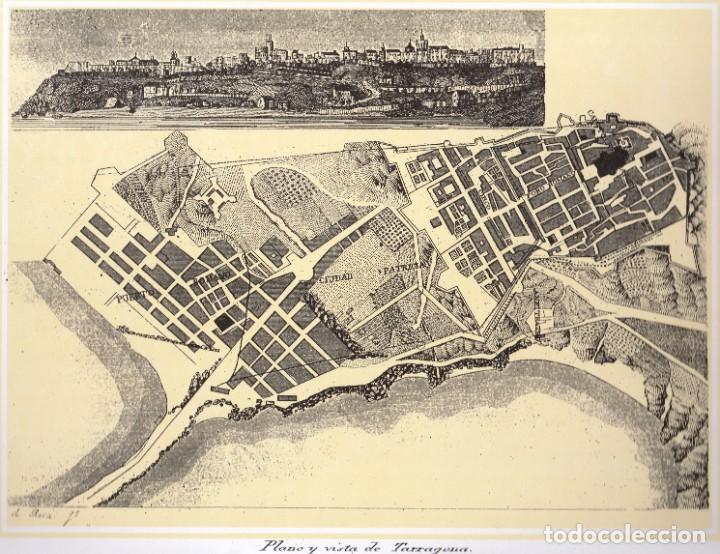Coleccionismo: LAMINA - PLANO Y VISTA DE TARRAGONA - ILUSTRACIO DE MITJAN SEGLE XIX - RECONSTRUCCIO CIUTAT ROMANA
