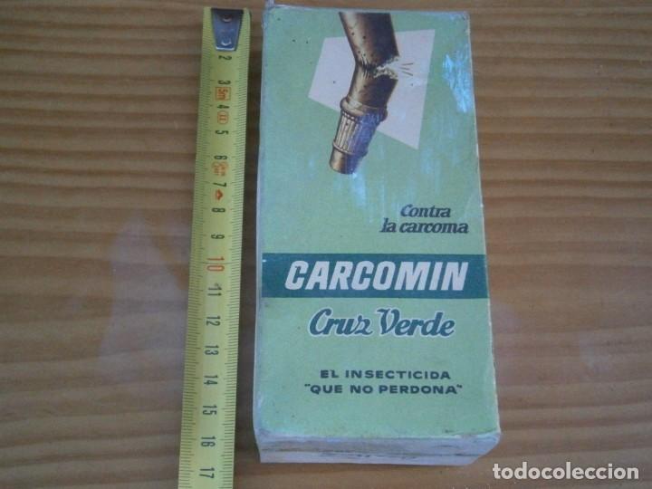 Coleccionismo: FRASCO DE CARCOMIN CRUZ VERDE (CON SU CAJA ORIGINAL Y SUS INSTRUCIONES)