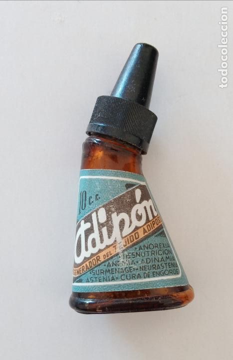 Coleccionismo: BOTELLITA ADIPON. EN SU CAJA ORIGINAL. LABORATORIOS RAMON Y CAJAL
