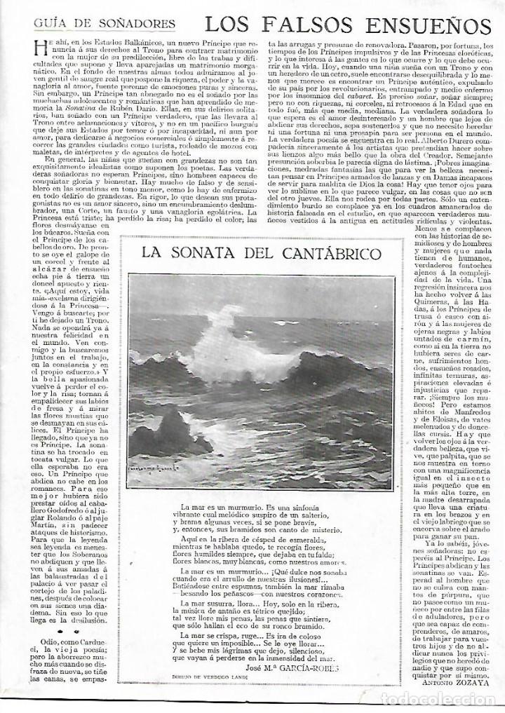 Collectionnisme: A&Ntilde;O 1924 RECORTE PRENSA PUBLICIDAD POESIA LA SONATA DEL CANTABRICO JOSE M GARCIA ROBES DIBUJO LANDI