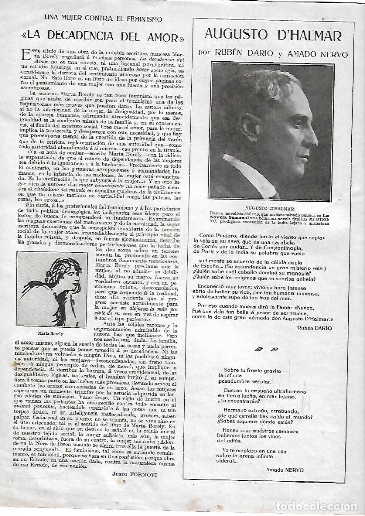 Collectionnisme: A&Ntilde;O 1924 RECORTE PRENSA MARTA BORELY ESCRITORA FRANCESA UNA MUJER CONTRA EL FEMINISMO